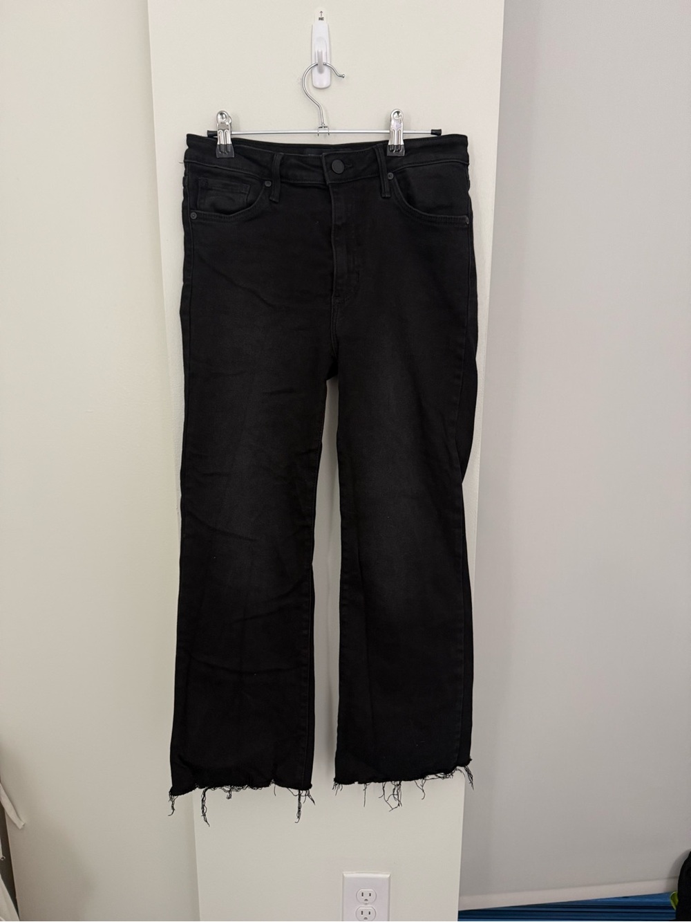 Just Black Women's Black Flare Jeans with Raw Hem